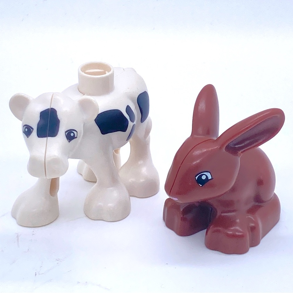 Rabbit & Cow Duplo Figures LEGO Farm Pet Homestead Block Toys
